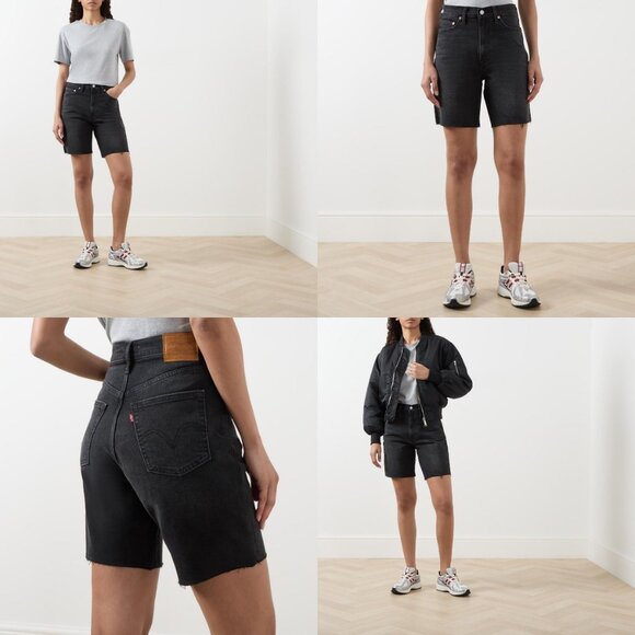 New LEVI'S Premium Ribcage Denim Jean Bermuda Shorts Women's Size 27 Black Wash - Picture 11 of 13